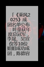 《乘风2025》成团名单公布：叶童获年度总冠军，李晟、吴宣仪等10位姐姐成功成团，陈德容获年度高光人物