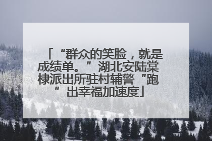 “群众的笑脸，就是成绩单。”湖北安陆棠棣派出所驻村辅警“跑”出幸福加速度