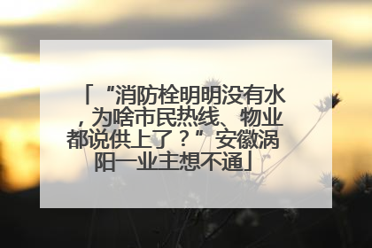 “消防栓明明没有水，为啥市民热线、物业都说供上了？”安徽涡阳一业主想不通