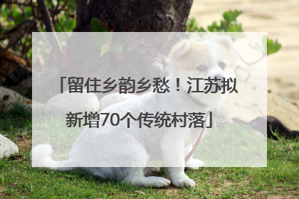 留住乡韵乡愁！江苏拟新增70个传统村落