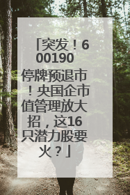 突发！600190停牌预退市！央国企市值管理放大招，这16只潜力股要火？