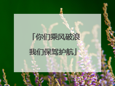 你们乘风破浪 我们保驾护航