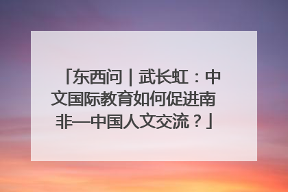 东西问｜武长虹：中文国际教育如何促进南非—中国人文交流？