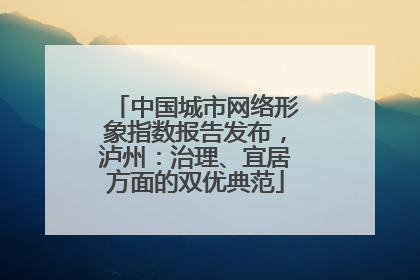 中国城市网络形象指数报告发布，泸州：治理、宜居方面的双优典范