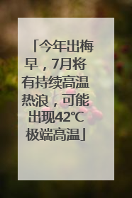 今年出梅早，7月将有持续高温热浪，可能出现42℃极端高温