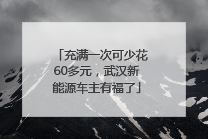 充满一次可少花60多元，武汉新能源车主有福了