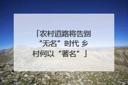 农村道路将告别“无名”时代 乡村何以“著名”