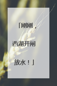 刚刚，西湖开闸放水！