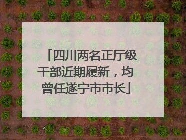四川两名正厅级干部近期履新，均曾任遂宁市市长