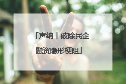 声纳丨破除民企融资隐形梗阻