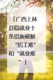 广西上林县稳就业十条措施破解“招工难”和“就业难”