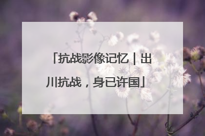 抗战影像记忆｜出川抗战，身已许国