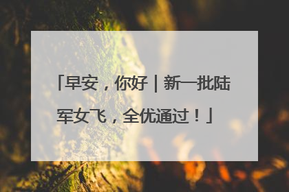 早安，你好｜新一批陆军女飞，全优通过！