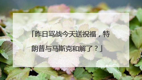 昨日骂战今天送祝福，特朗普与马斯克和解了？