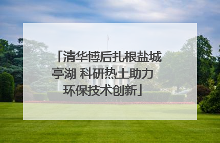 清华博后扎根盐城亭湖 科研热土助力环保技术创新