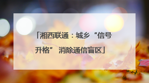 湘西联通：城乡“信号升格” 消除通信盲区