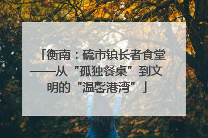 衡南：硫市镇长者食堂——从“孤独餐桌”到文明的“温馨港湾”