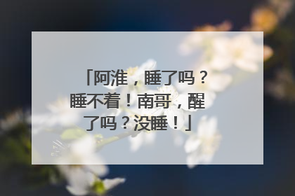 阿淮，睡了吗？睡不着！南哥，醒了吗？没睡！