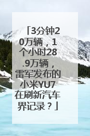 3分钟20万辆，1个小时28.9万辆，雷军发布的小米YU7在刷新汽车界记录？