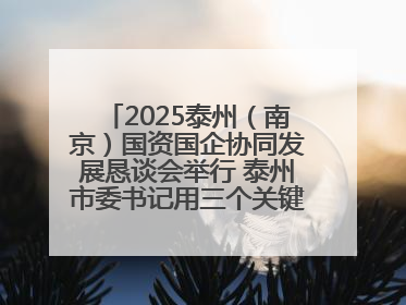 2025泰州（南京）国资国企协同发展恳谈会举行 泰州市委书记用三个关键词推介泰州