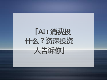 AI+消费投什么？资深投资人告诉你